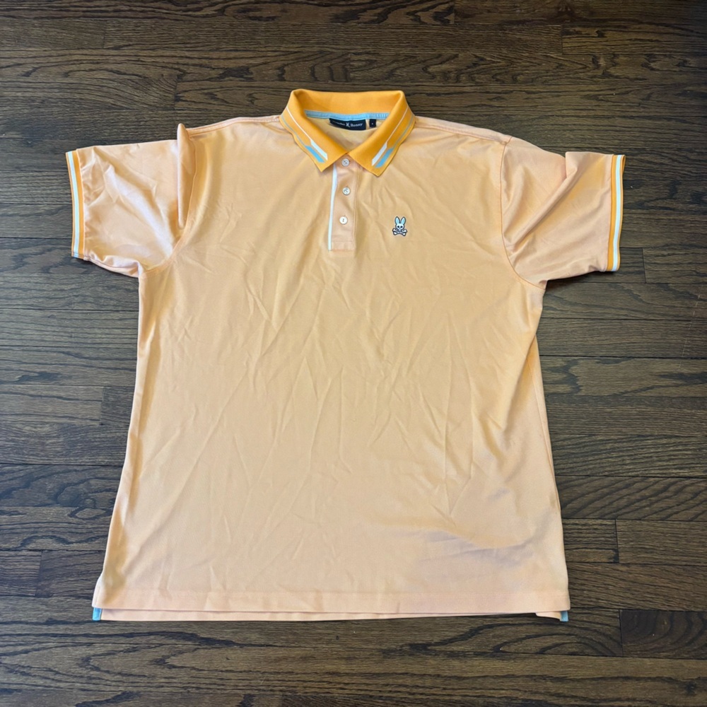 Psycho Bunny Orange Short Sleeve Button Up Polo